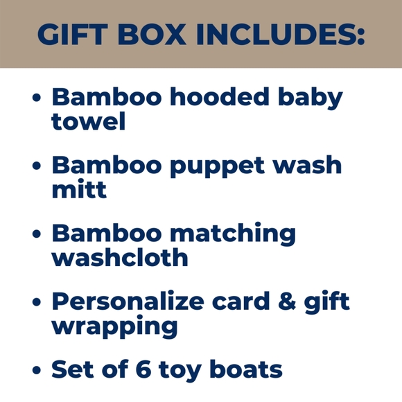 👶BAMBOO HOODED bath towel, washcloth, wash mitt & boats gift box - Picture 3 of 6